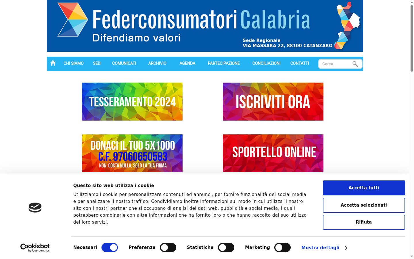 Captura de pantalla del banner de consentimiento mostrado antes de cualquier interacción