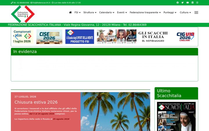 Screenshot of federscacchi.com