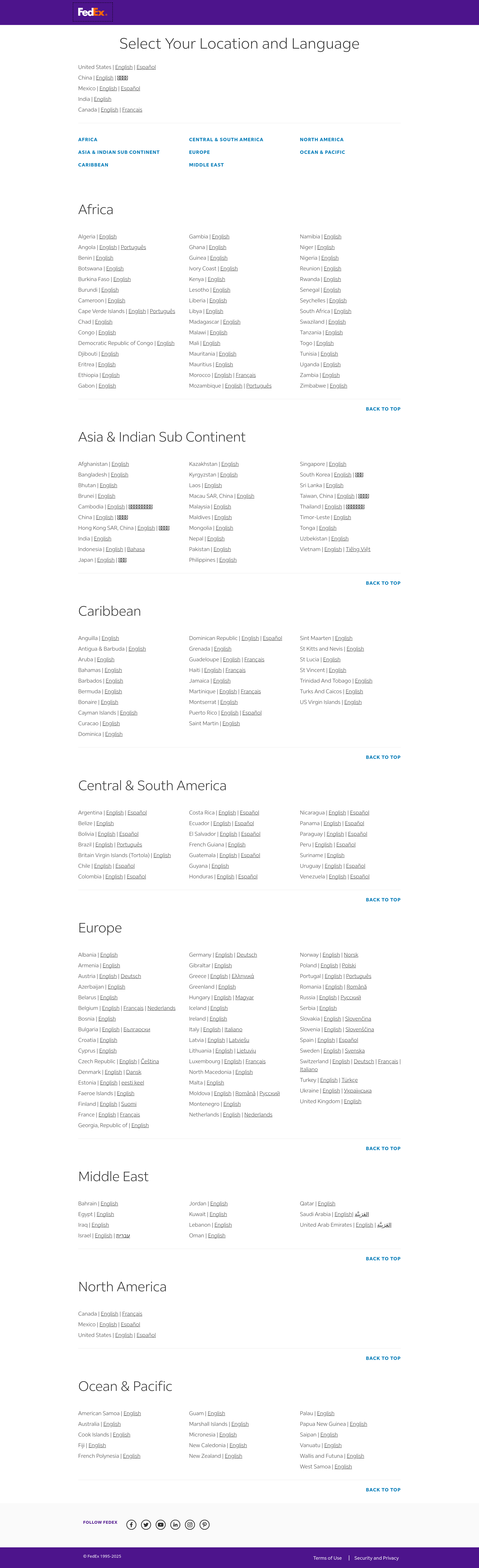 Screenshot of fedex.com