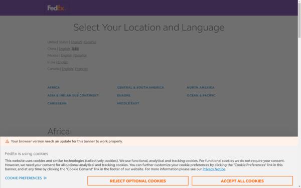 Screenshot of fedex.com