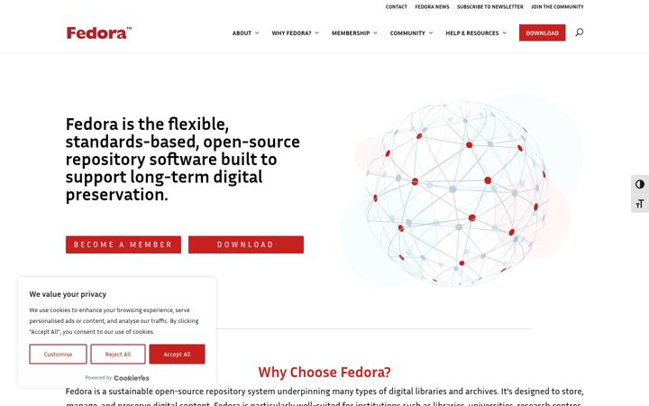 Screenshot of fedorarepository.org