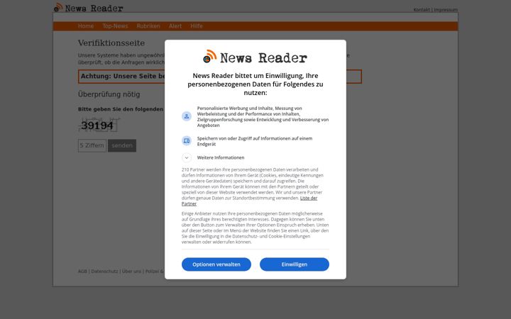 Screenshot of feed-reader.net
