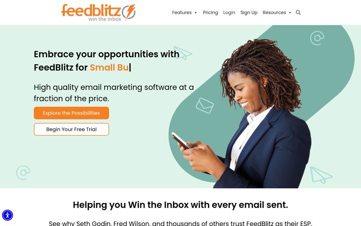 Captura de ecrã de feedblitz.com