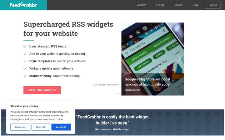 Screenshot of feedgrabbr.com