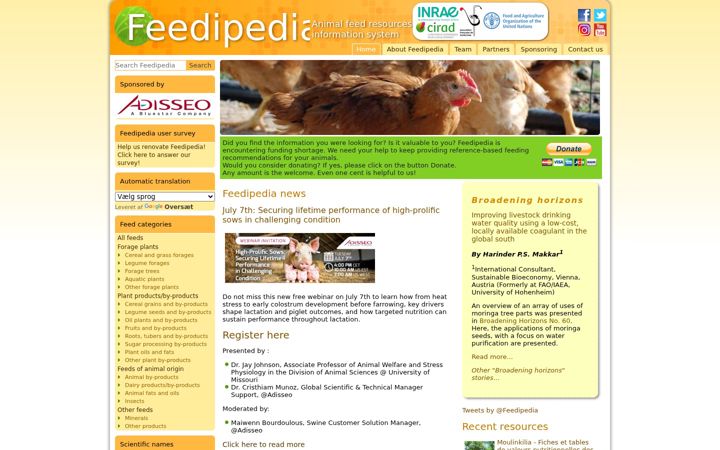 Screenshot of feedipedia.org