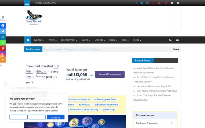 Screenshot of feedknock.com