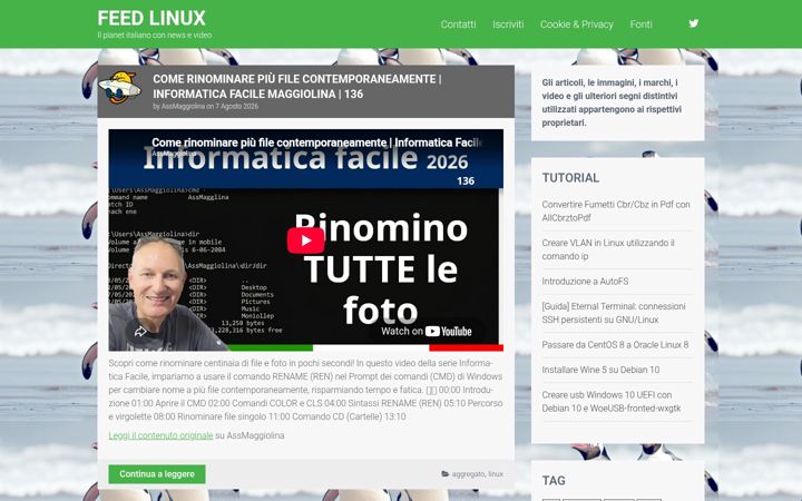 Screenshot of feedlinux.com