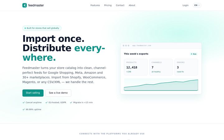 Screenshot of feedmaster.com