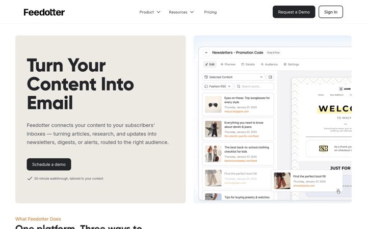 Screenshot of feedotter.com