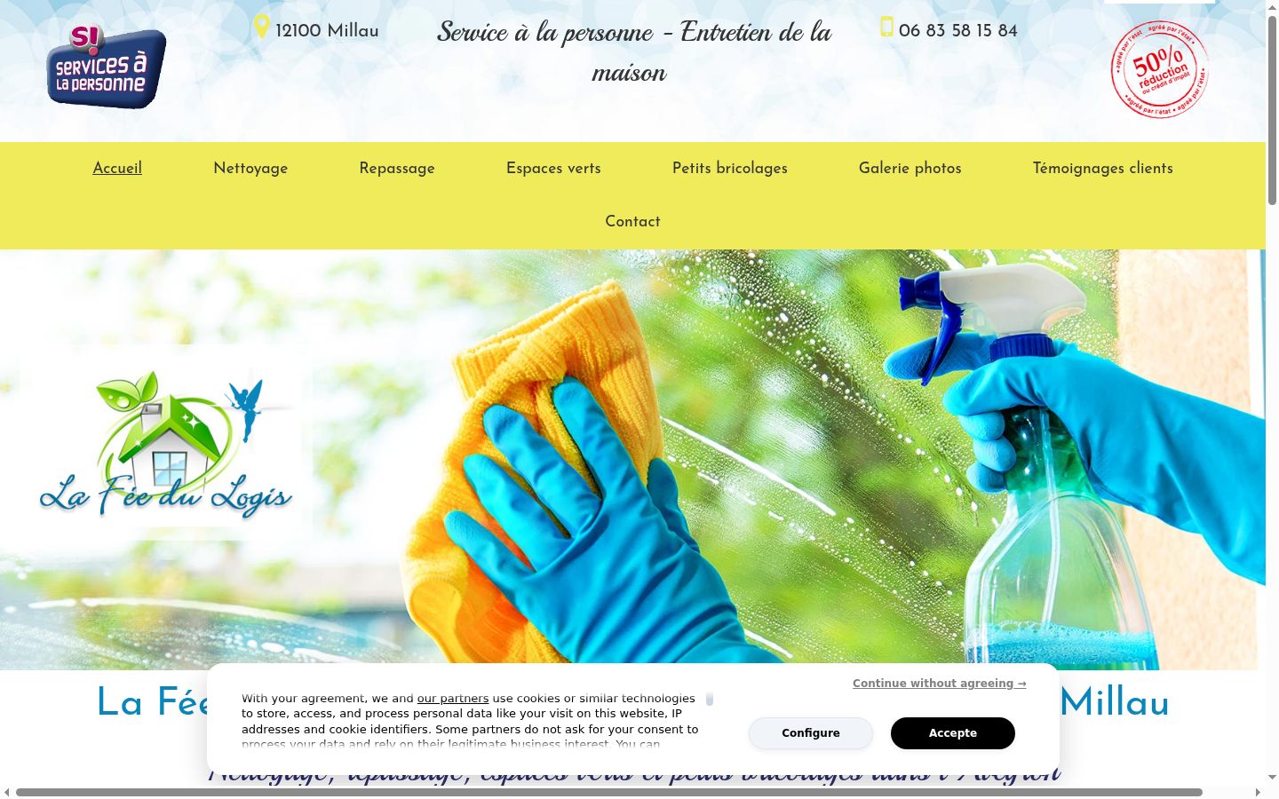 Capture d'écran de la bannière de consentement affichée avant toute interaction