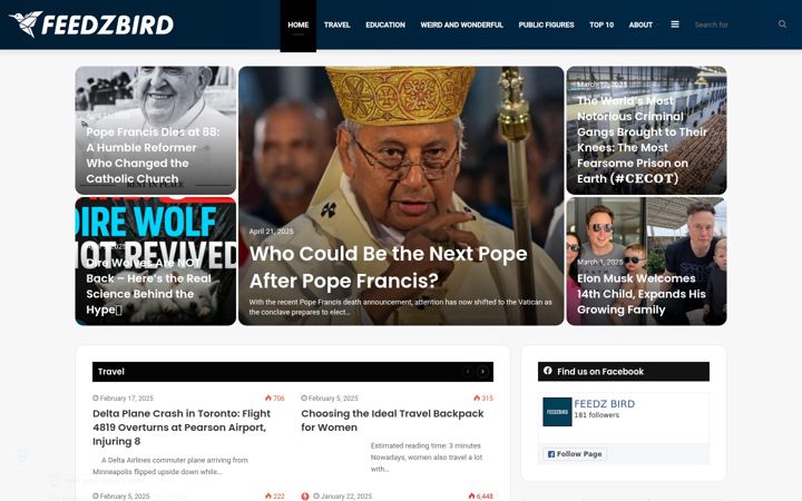 Screenshot of feedzbird.com