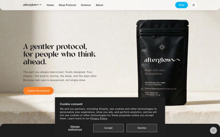 Screenshot of feelafterglow.com