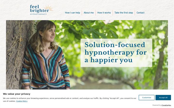 Screenshot of feelbrighterhypnotherapy.co.uk