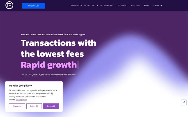 Screenshot of feeless.finance