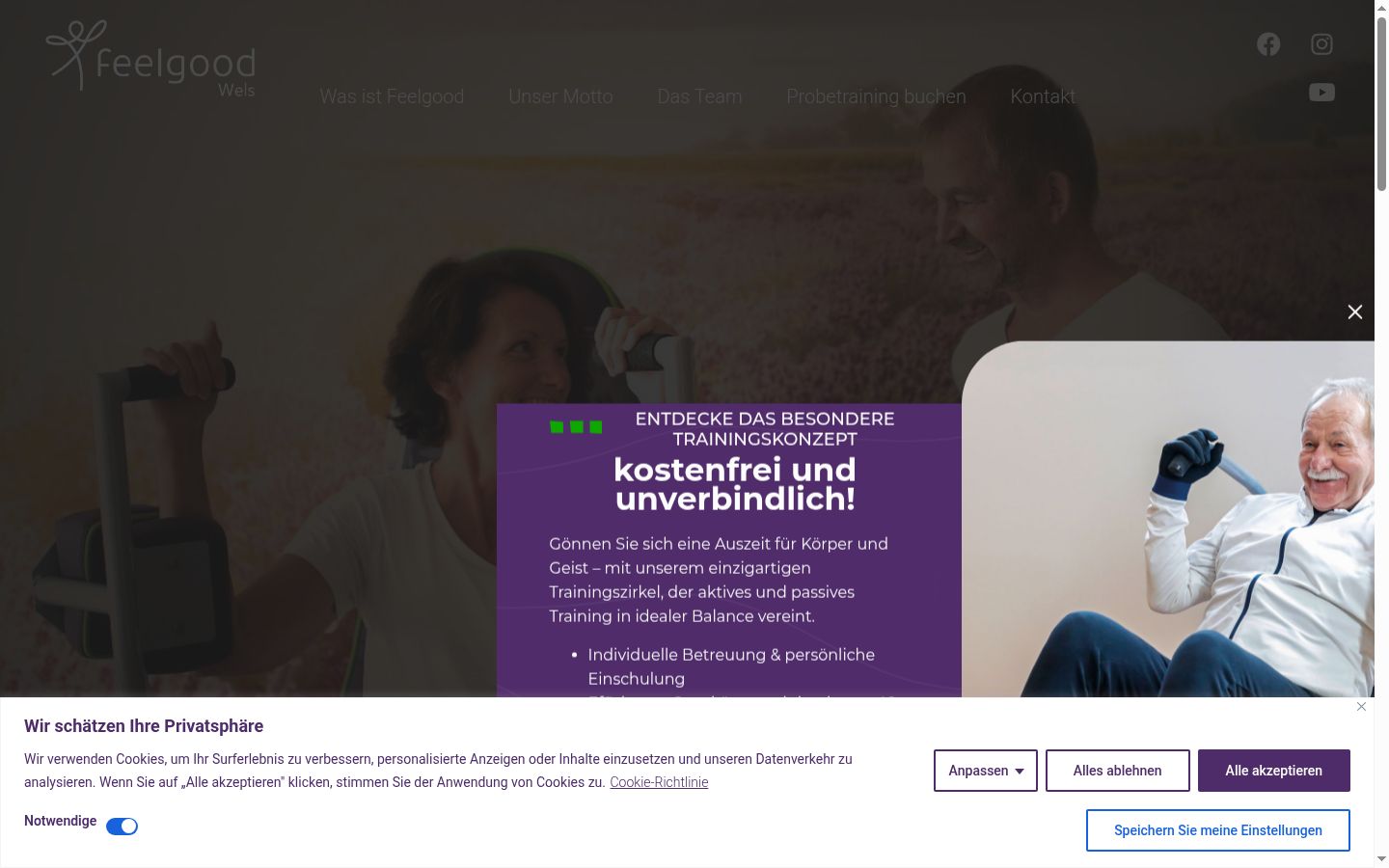 Screenshot des Einwilligungsbanners vor jeglicher Interaktion