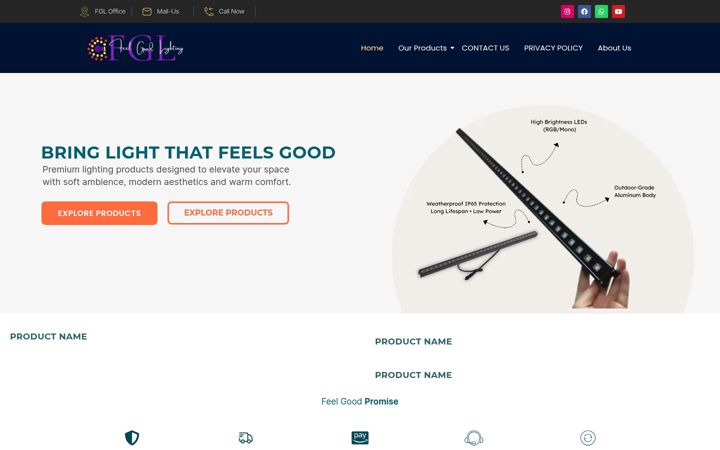 Screenshot of feelgoodlighting.com
