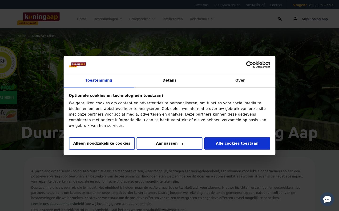 Képernyőkép a bármilyen interakció előtt megjelenő hozzájárulási bannerről