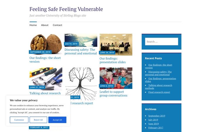 Screenshot of feelingsafefeelingvulnerable.stir.ac.uk