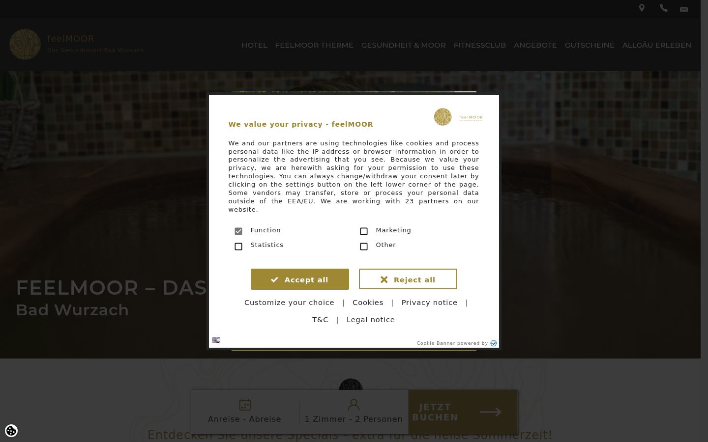 Screenshot of the consent banner shown before any interaction