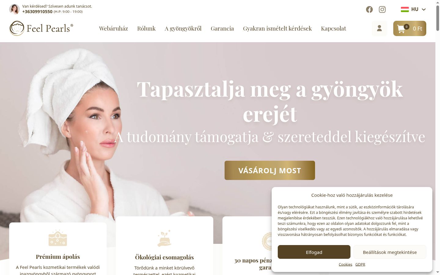 Skärmbild av samtyckesbannern som visades före någon interaktion