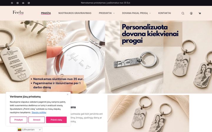 Snímek obrazovky feelujewelry.lt