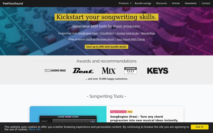 Screenshot of feelyoursound.com