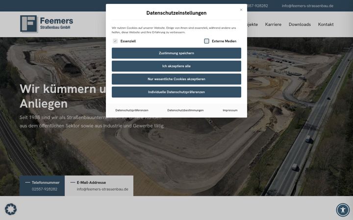 Kuvakaappaus sivustosta feemers-strassenbau.de