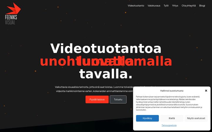 Screenshot stránky feeniksvisual.fi