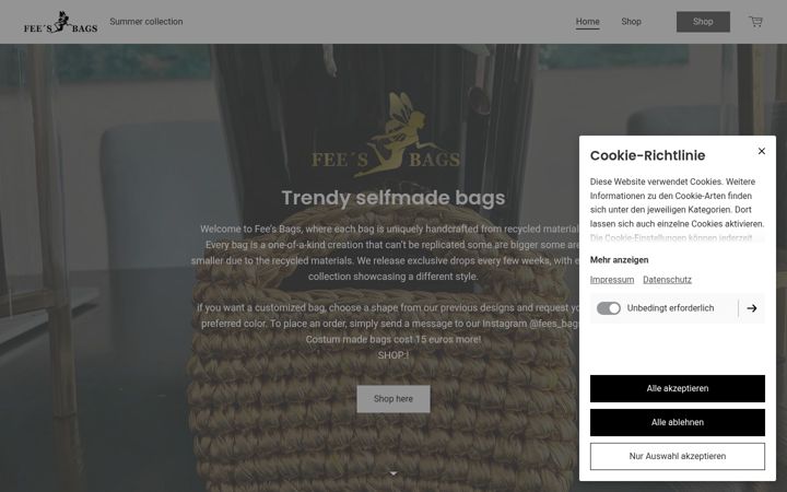 Screenshot of feesbags.de