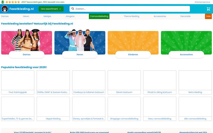 Screenshot of feestkleding.nl