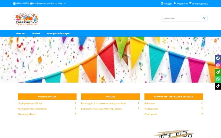 Screenshot of feestverhuurdrechtsteden.nl
