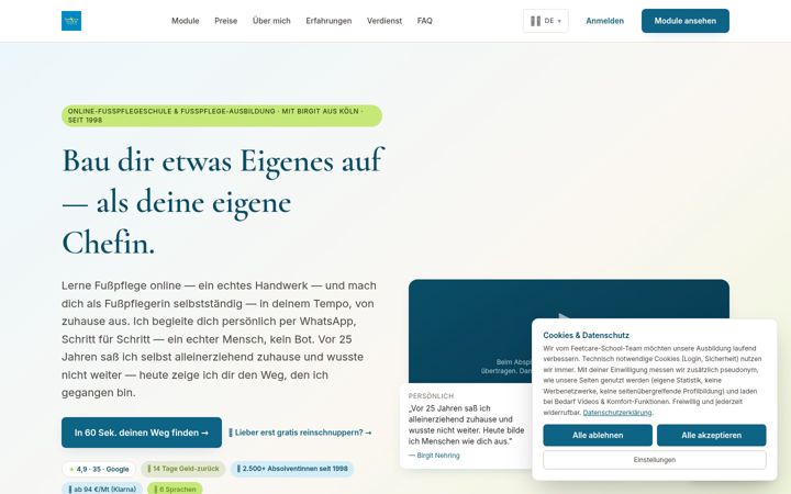 Screenshot of feetcare-school.de