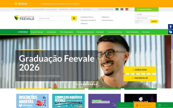 Ekraanipilt saidist feevale.br