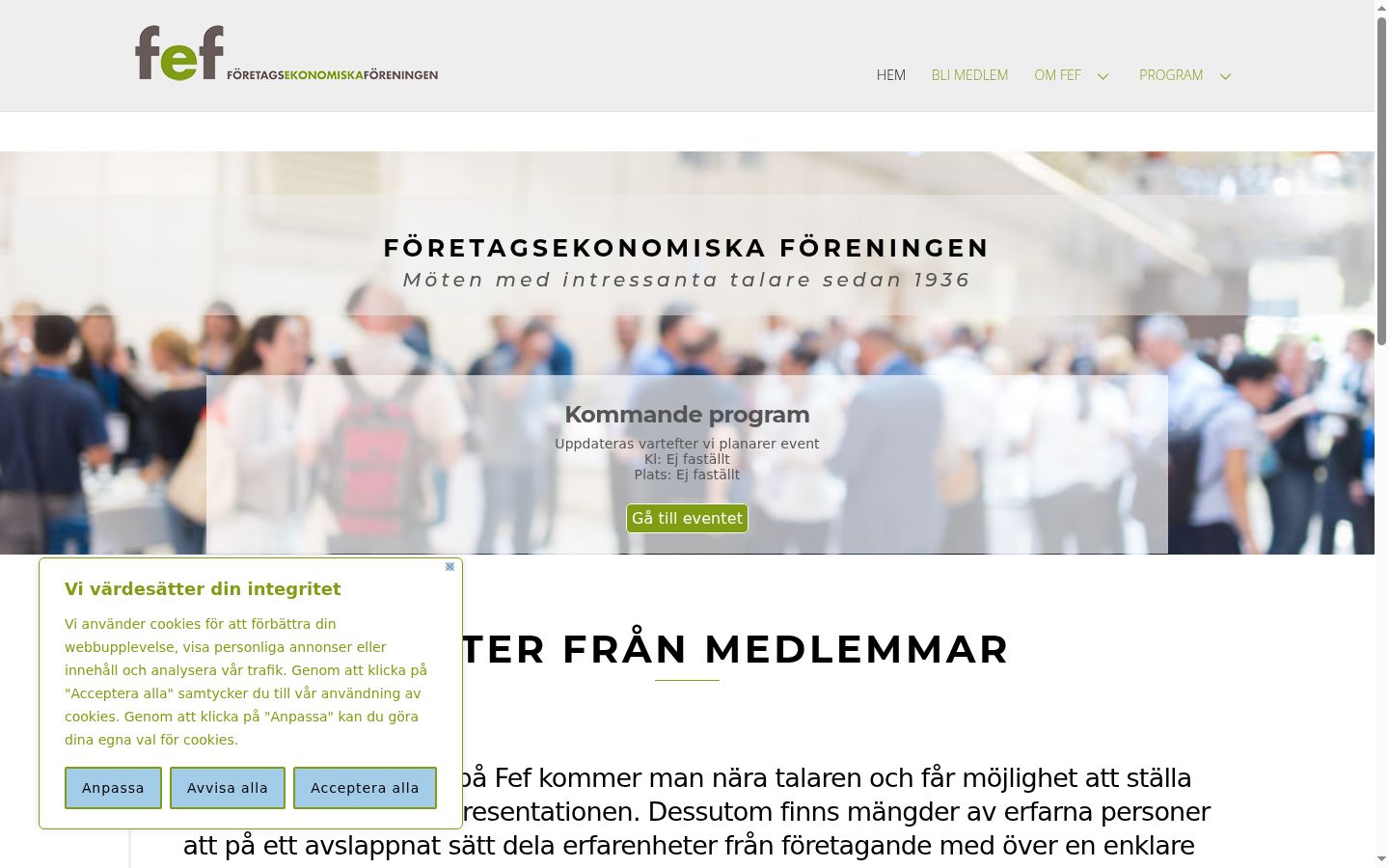 Screenshot of the consent banner shown before any interaction