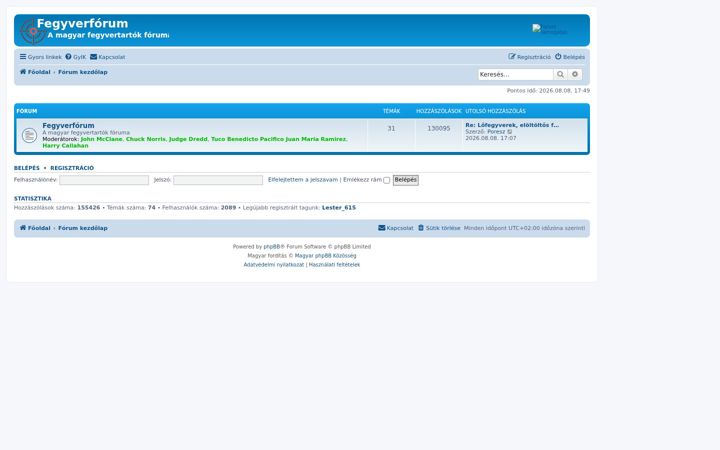 Screenshot of fegyverforum.com