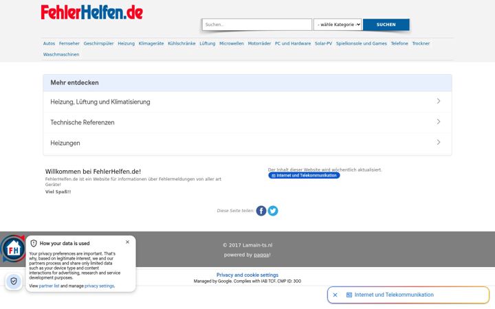 Екранна снимка на fehlerhelfen.de