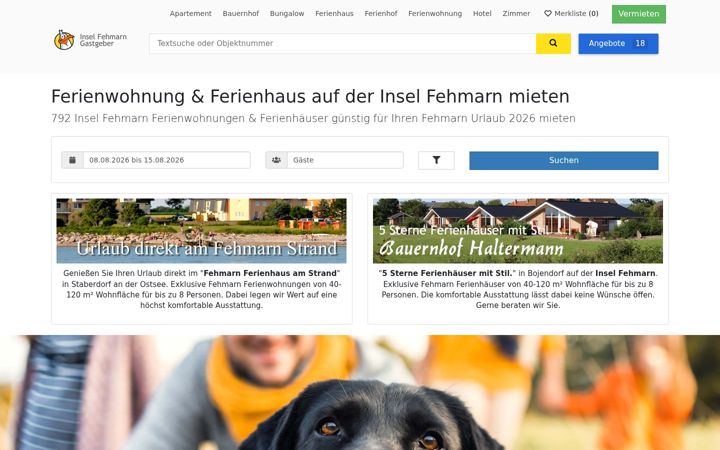Екранна снимка на fehmarn-gastgeberverzeichnis.de