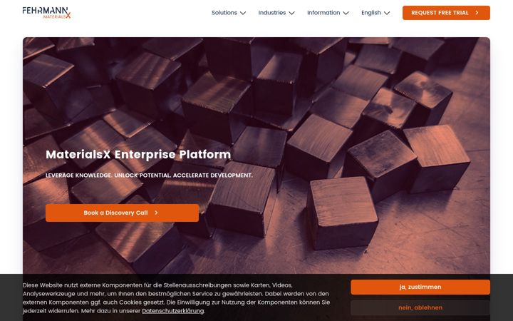 Screenshot of fehrmann-materialsx.com