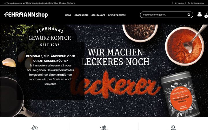 Screenshot of fehrmanns-gewuerzkontor.de