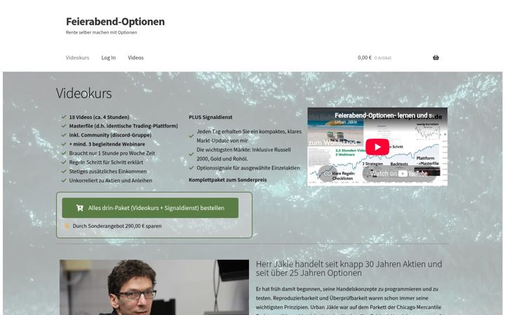 Snímek obrazovky feierabend-optionen.de