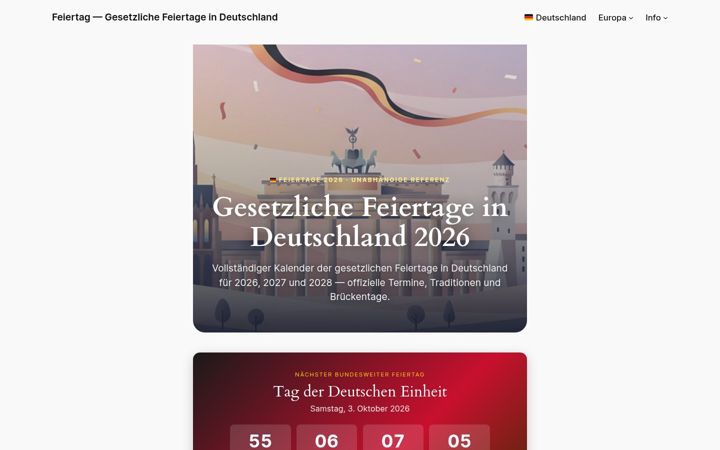 Ekrano kopija feiertag.co
