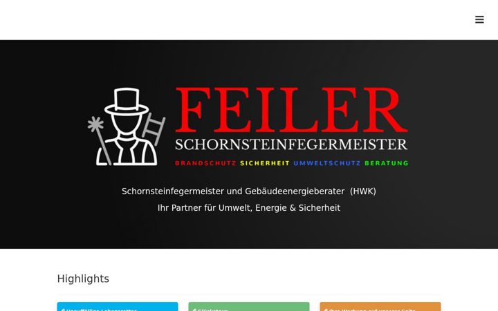 Kuvakaappaus sivustosta feiler-schornsteinfeger.de