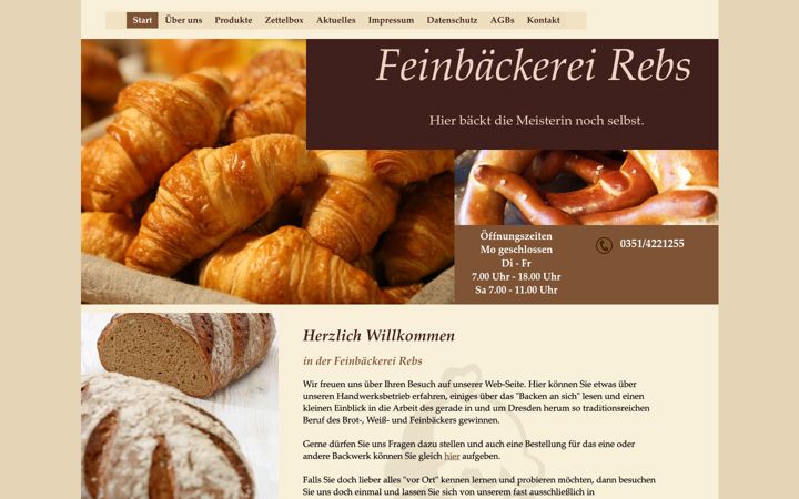 Screenshot of feinbaeckerei-rebs.de