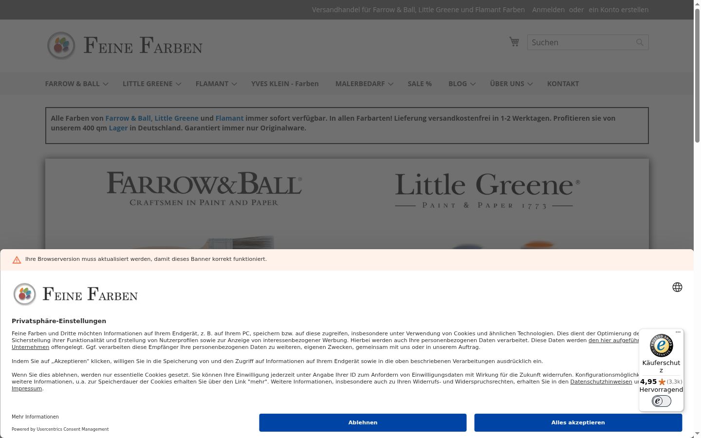 Screenshot del banner di consenso mostrato prima di qualsiasi interazione