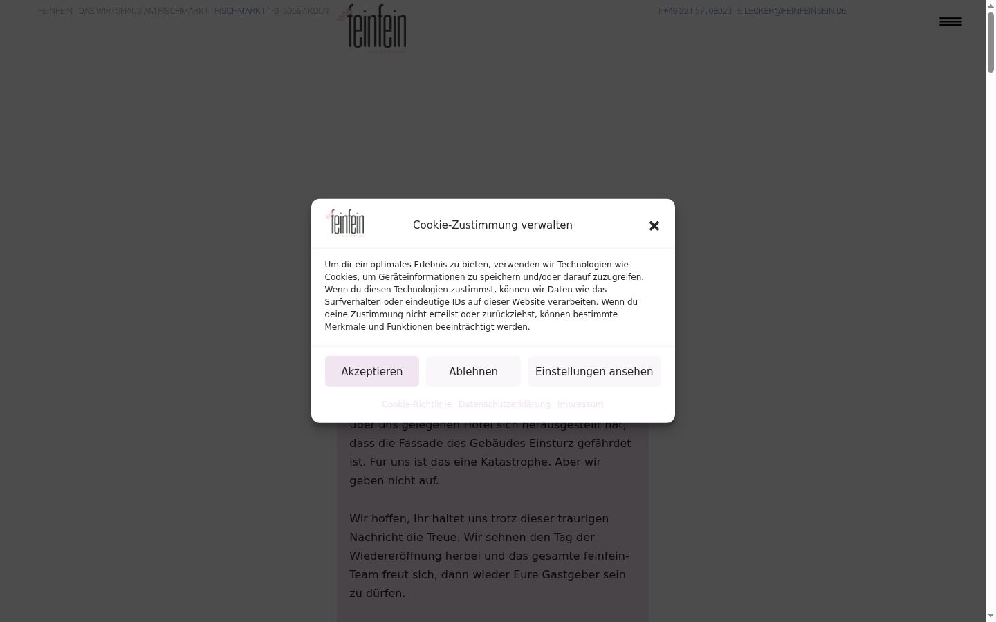 Skärmbild av samtyckesbannern som visades före någon interaktion