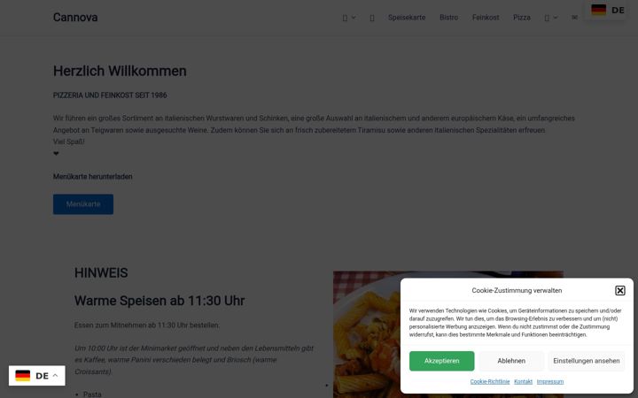 Ekrānuzņēmums no feinkost-cannova.de