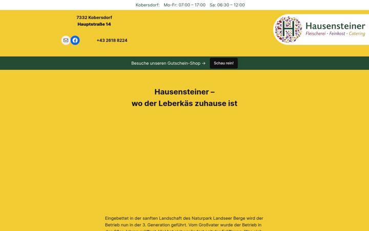 Screenshot of feinkost-hausensteiner.at