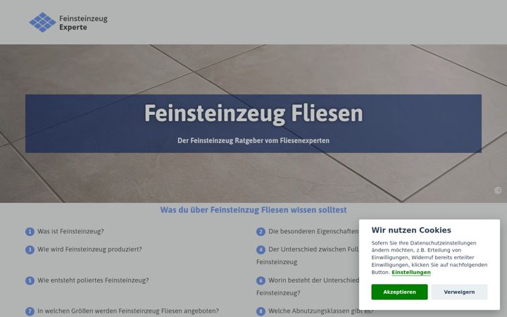 Screenshot of feinsteinzeug-experte.de