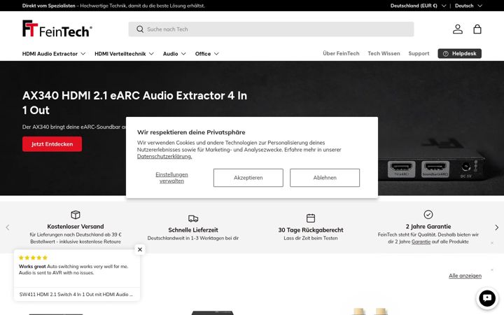 Screenshot of feintech.eu