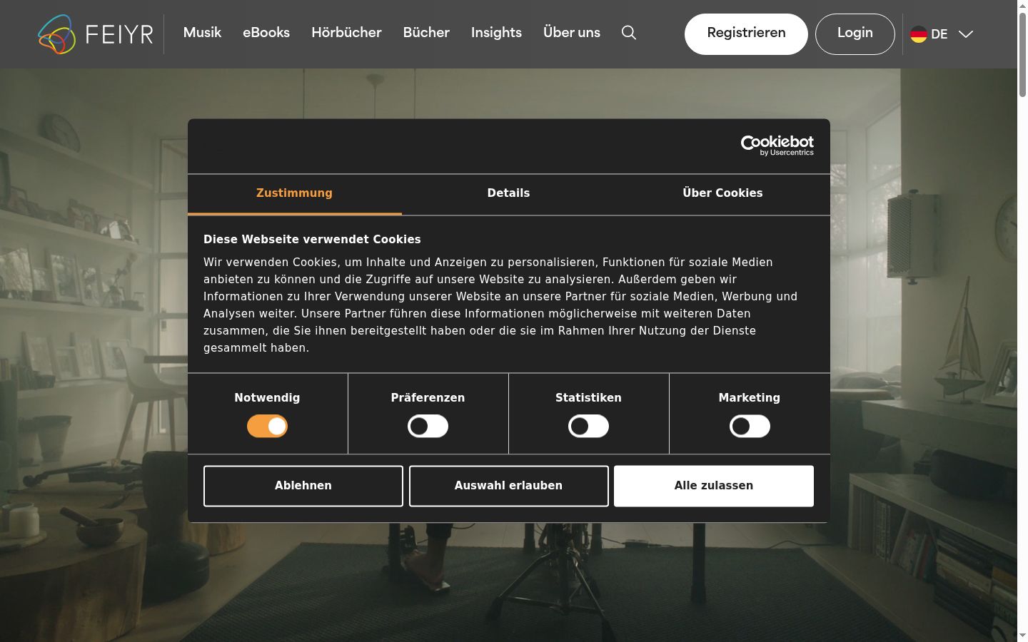 Screenshot tal-banner tal-kunsens muri qabel kwalunkwe interazzjoni